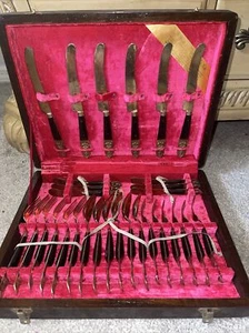 BUDDHA MCM Silberbesteck Set Holzgriff geschmiedet Messing Besteck Service Gabel Löffel - Bild 1 von 8