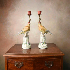 Parrot-Shaped Porcelain Bronze Candleholder Set - Elegant Home Decor - Picture 1 of 3