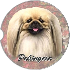 ES Pets Dog Absorbent Stoneware Car/Boat Cup Holder Coaster Pekingese Fast Ship - Picture 1 of 3