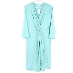 Charter Club Damen 3/4 Arm Faux-Wickelkleid, X-Large, Tulum Blau - Bild 1 von 3