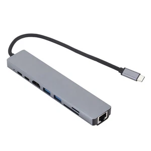 8-IN-1 USB C Hub Type-C Hub Docking Station 4K RJ45 USB M9K9 - Picture 1 of 8