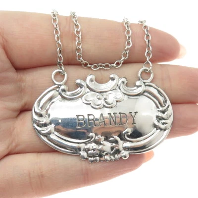 WALLACE 925 Sterling Silver Antique Art Deco "Brandy" Bottle Tag - Image 1 of 4
