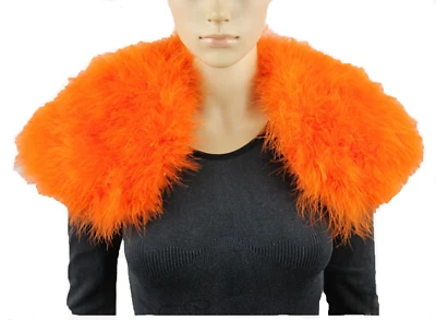 Real Ostrich Feather Fur Shrug Bolero Shawl Wraps Bride Wedding Party Cape - Image 1 of 4