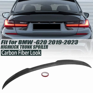 For BMW 3-Series G20 G80 320i M340i Carbon Printing Rear Trunk Spoiler Lip Wing - Foto 1 di 10