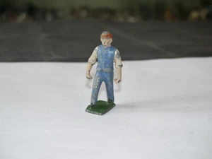 FIGURINE EN PLOMB FERME PAYSAN BLEU MAINS OUVERTES - Picture 1 of 2