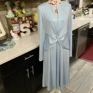 Lauren Ralph Lauren blau metallic Twist Front Midikleid Gr. 12 neu mit Etikett $ 245 - Bild 1 von 21