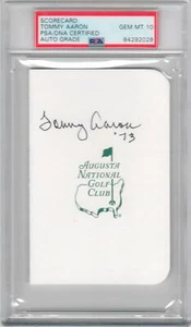 Tommy Aaron signed Masters Scorecard PSA/DNA GEM MT 10 auto Slabbed 1973 Champ - Picture 1 of 1