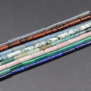 10 Strand Natural Assorted Stones Tube Spacer Loose Beads For Jewelry Making 15" - Picture 1 of 38