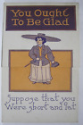 SHORT & FAT TURNS TO TALL AND SKINNY FOLD OUT HUMOR GREETING POSTCARD 1920s