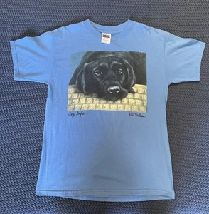Vintage T-Shirt "Dog Byte" 1996 Will Bullas Gr. L blau - Bild 1 von 7