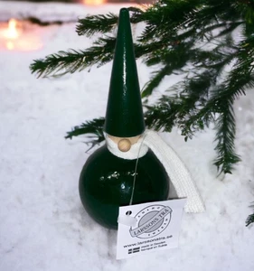 Larssons Tra Suecia verde madera cono sombrero rojo tejido bufanda 5.5" muñeca Tomte nuevo - Imagen 1 de 4