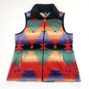 Chaps Ralph Lauren Aztec Fleece Vest L Southwestern Zip Up lodge country core - Picture 1 of 8