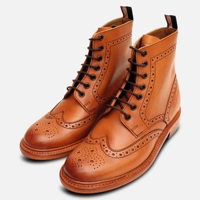 Sherman Premium Goodyear Tan Country Brogue Boots - Image 1 of 3