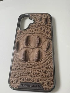 High End Genuine Leather 3D Crocodile Claw Pattern Protective Case For iPhone 16 - Photo 1 sur 7