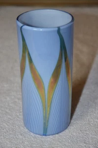 Vintage Signed Stuart Abelman 1979 Blue Glass Iridescent 6.25" DRINKING TUMBLER - Picture 1 of 4