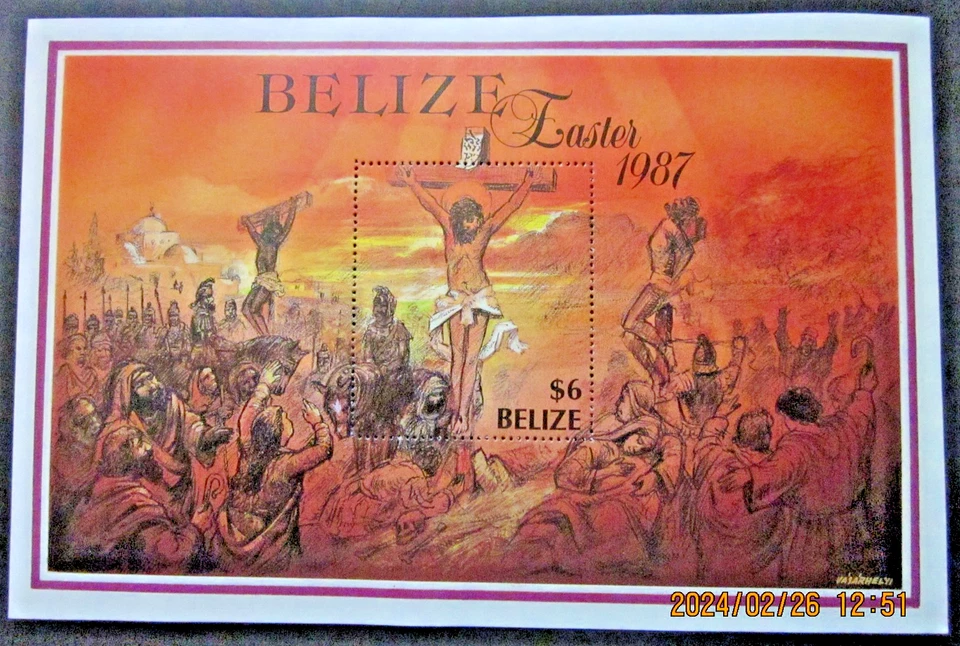 БЕЛИЗ ~ НЕВЫПУЩЕННЫЙ СУВЕНИРНЫЙ ЛИСТ ~ 1987 ~ ПАСХА. ~ MNH #05512 - Изображение 1 из 1