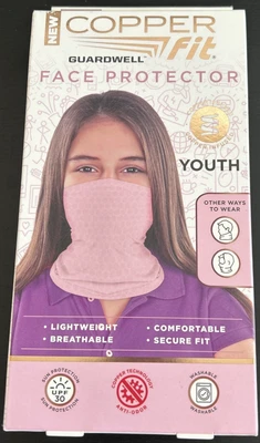COPPER FIT Guardwell Face Protector Pink Youth Size  Copper Infused Breathable - Image 1 of 3