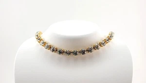 Vintage Jeanne Gold Tone Rhinestone Choker Necklace - Picture 1 of 5