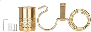 Hair Dryer Straightener Holder - Wall Mounted Organizer Rack Bathroom Gold - Picture 1 of 9