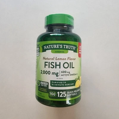 Nature's Truth Fish Oil 2000mg, Lemon 125 Quick Release Softgels Exp 12/2026 - Image 1 of 2