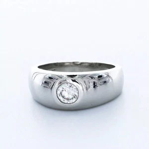Solitaire Mens Ring Platinum Classic 0.96 Carat Round Lab-Grown Diamond D VS2 - Picture 1 of 8