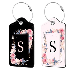 2 Pcs PU Leather Luggage Tag for Suitcases with Privacy Shield and Name ID Ta... - Picture 1 of 7