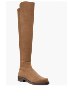 NUEVO CON ETIQUETAS $795 Stuart Weitzman 5050 Bota de Cuero Gamuza Negrita en CAQUI - ¡Talla 8.5M! - Imagen 1 de 5