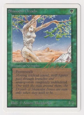 Gold Signed Shanodin Dryads LP Unlimited Artist Anson Maddocks 1993 MTG Magic! - Image 1 of 2