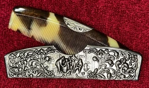 Vintage Hans Jensen Denmark versilberter künstlicher Schildkrötenpanzerkamm mit Halter - Bild 1 von 7