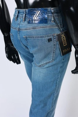 NUEVOS JEANS ZILLI PARA HOMBRE 598 Eur/Talla W31/Chaqueta de cuero y logotipo de metal/ÚLTIMA PIEZA Foto 1 de 4