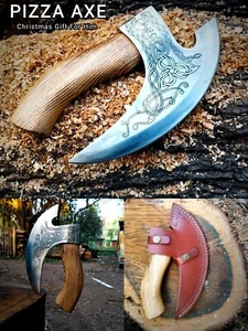 Nuevo Estilo Personalizado Hacha de Pizza Forjada a Mano Hacha, Hacha Cortadora de Pizza, Regalo de Navidad - Imagen 1 de 13