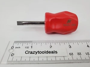 Snap On Tools New SHD1R 1/4" Flat Tip RED Hard Grip Stubby Screwdriver USA - Picture 1 of 12