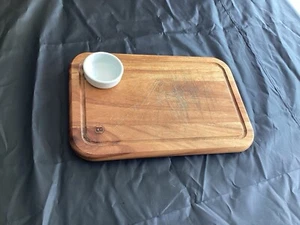 Solid Wooden Board With Small White Ramekin - Picture 1 of 3