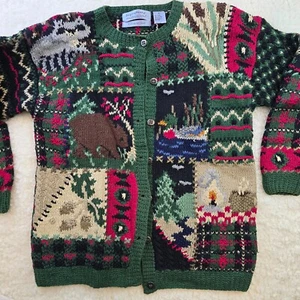 Maglione maglione Northern Isles lavorato a mano M cardigan vintage outdoor nonna - Foto 1 di 9