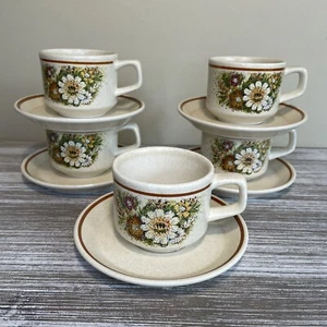 Vintage Set Of 5 Temper-Ware by Lenox Magic Garden Teacups Saucers Floral Design - Imagen 1 de 12