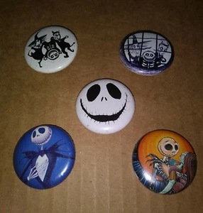  Nightmare Before Christmas Pinback Buttons 5er Set Jack Skellington Disney - Bild 1 von 5