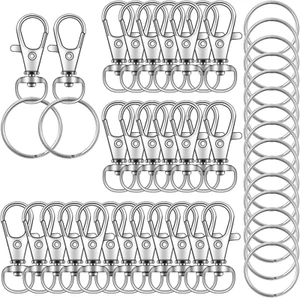 104PCS Swivel Snap Hooks with Key Rings, Metal Lobster Claw Clasp, Keychain Ring - Picture 1 of 12