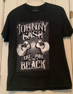 Johnny Cash Man in Black T-Shirt XL Black Outlaw Country Music Guitar Retro - Picture 1 of 4