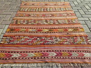 Turkish Small Kilim, Small Rug, Bedroom Rug, Small Carpet, Teppich Tapis 44"x58"
