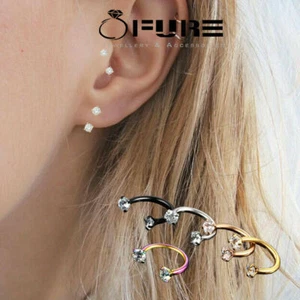 1Pc Tragus Belly Tongue Nipple Barbell Rings Body Piercing Surgical Steel Gold - Picture 1 of 11