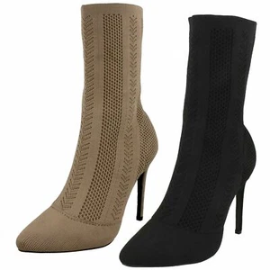 Ladies Anne Michelle F5R0876 High Heel Knitted Calf Boots - Picture 1 of 19