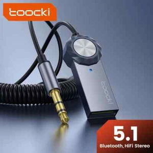 Bluetooth 5.1 Aux Adapter USB To 3.5mm Jack Car Audio Music Mic Handsfree Kits - Afbeelding 1 van 7