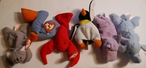 MCDONALDS TY PURPLE HIPPO Plus 5 more TEENIE BEANIE BABY HAPPY MEAL TOY - Picture 1 of 3