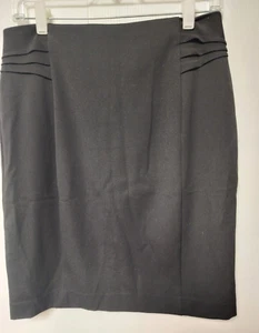 Express Pencil Skirt Side Pleated Detail Career Straight Black Size 8 - Picture 1 of 5