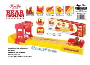 Finelife Bear Bowling Alley Game Tabletop Bowling Game with Spring-Loaded Bear - Picture 1 of 6