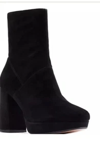 Clarks Sheer100 Suede Platform Ankle Boot Black Uk Size 7 D / 41 - Picture 1 of 6