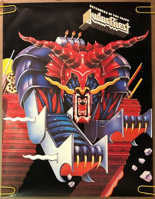 Original Vintage Poster Judas Priest Defenders of the Faith 1984 music Pin Up - Image 1 of 4