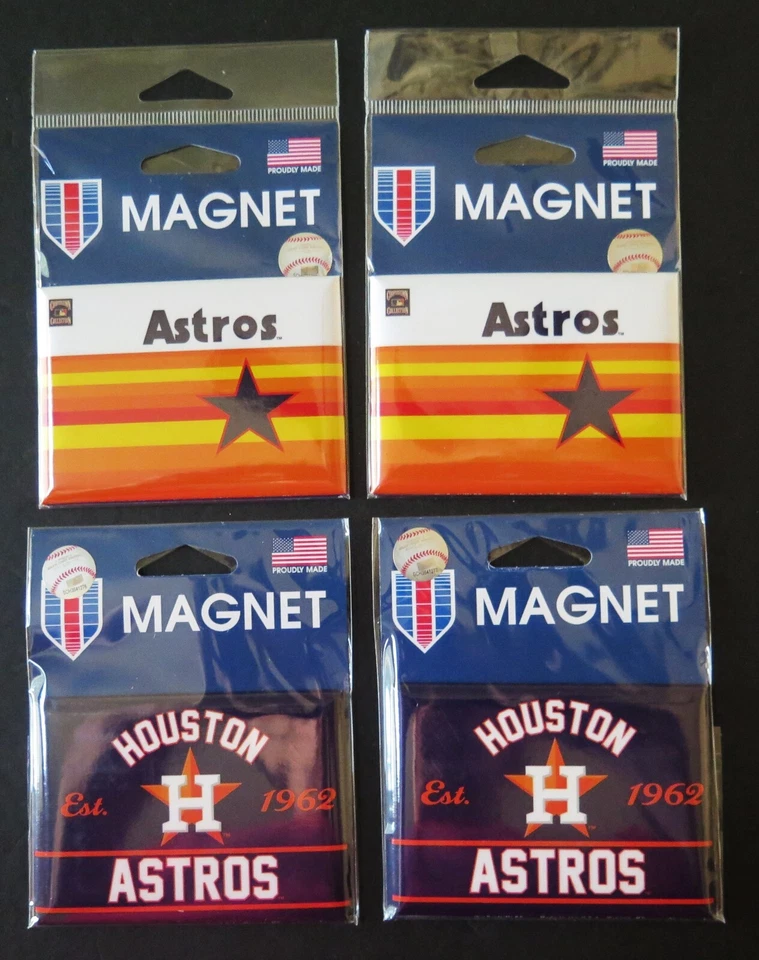FOUR (4) HOUSTON ASTROS REFRIGERATOR MAGNETS FROM WINCRAFT - Image 1 of 1