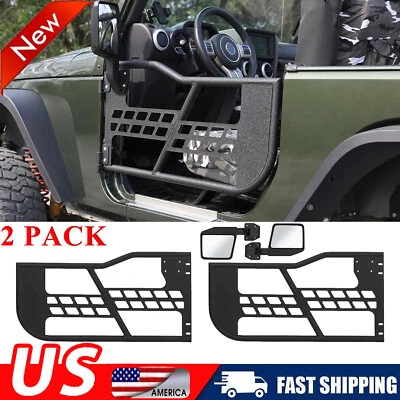 For 2007-2018 Jeep Wrangler JK 2 Door Half Tube Tubular Doors+2 Side View Mirror - Imagem 1 de 4