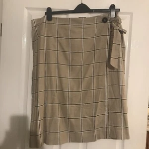 M&S 20 Tartan Faux Wrap Skirt New RRP £35 Linen Mix - Picture 1 of 6